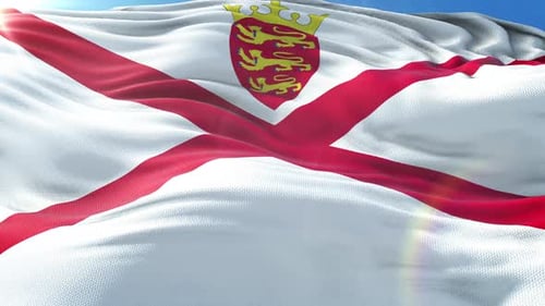 Realistic Waving Flag of Jersey