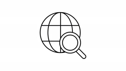 Animated globe with magnifying glass for global web search