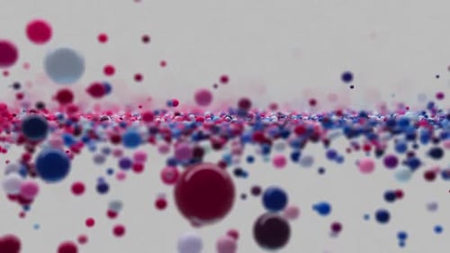 Dynamische Animation von Kugeln verschiedener Farben, die sich zufällig im Raum bewegen