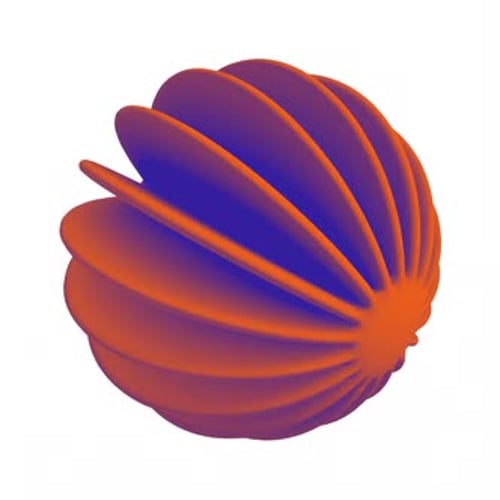 Abstract Fluid Sphere Twisting in Orange Blue Gradient