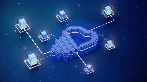 Futuristic 3D Cloud Computing Network and Data Server Animation