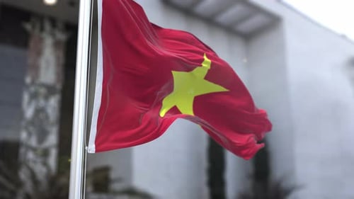 Realistic Waving Flag of Vietnam Loopable Animation