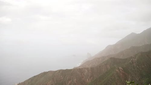 Beautiful Mountains View in Fog on Tenerife Canary Islands