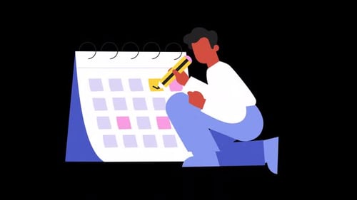Character Tick Date On Calendar Animation HD On Alpha