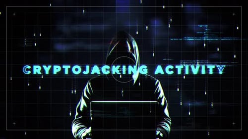 Vidéo holographique de style satellite Glitch Hud sur l'activité de cryptojacking