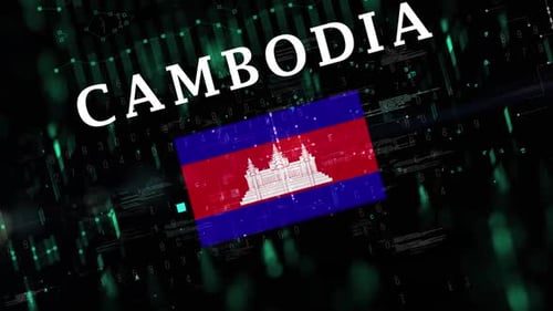 Cambodia With Digital Flag