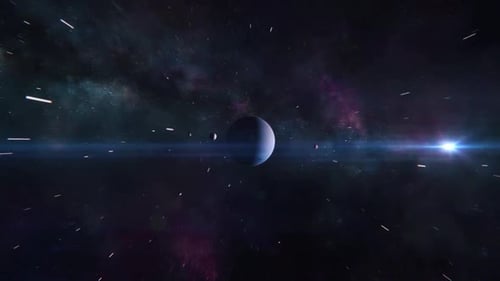 Cosmic Journey Through Starry Space with Bright Planet