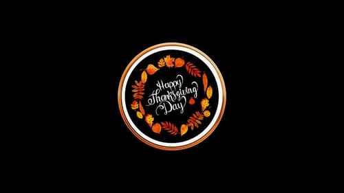 Happy Thanksgiving Day Golden Wreath Rotating Animation