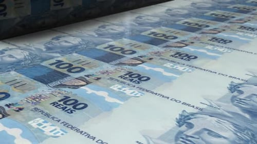 Brazilian 100 Reais Banknotes Printing on Production Line