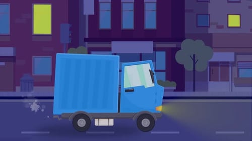 Small Truck drive street 4K