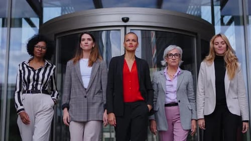 Diverse Businesswomen Standing Together with Confidence Outdoors