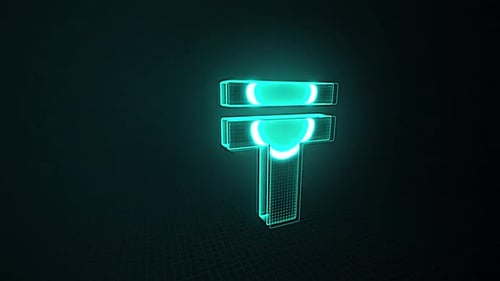 Neon Tenge Currency Symbol Reveal Animation