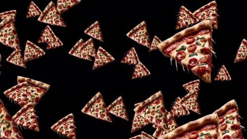 Falling Pizza Slices Seamless Loop Animation