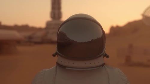 Astronaut Exploring an Alien Planet Landscape Motion Graphic