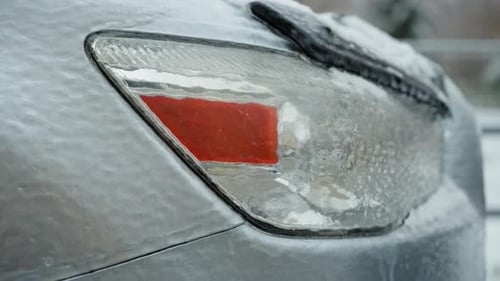 Car Covered in Ice After Winter Storm