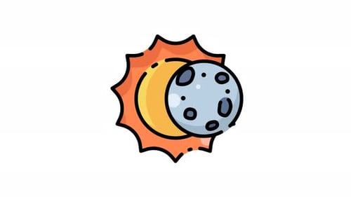 Sun and moon eclipse icon animation design