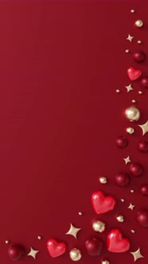Animated Red Hearts and Golden Stars Festive Border