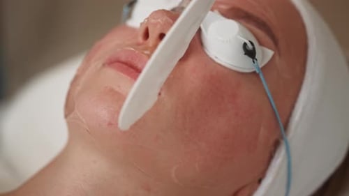 Woman Receiving Facial Treatment at Beauty Clinic