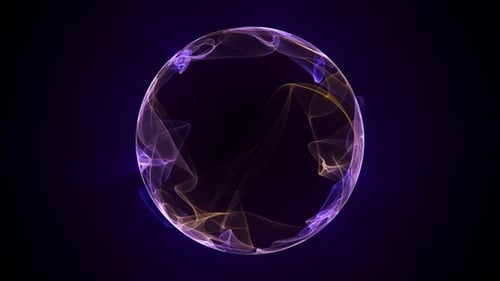 Abstract sphere made of swirling flame and plasma on a dark background