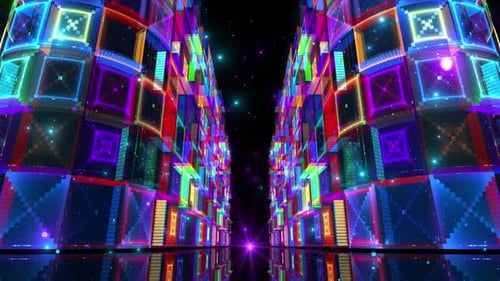 Abstract Neon Geometric Tunnel Loop Background