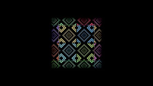 Des motifs géométriques colorés dansent en synchronisation avec des rythmes vibrants la nuit