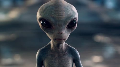 Animated Grey Alien Character Blinking 3D Loop