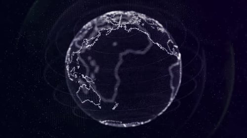 Futuristic Digital Earth Network Globe Rotation