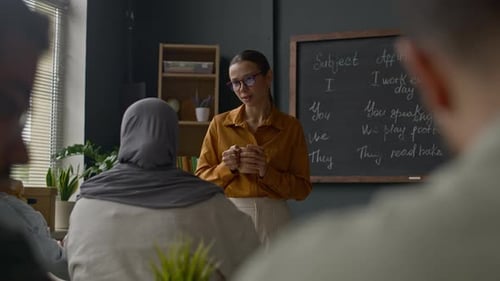 Leçon d'anglais interactive avec des étudiants musulmans