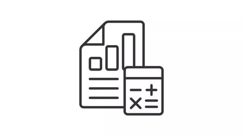 Animated Financial Document and Calculator Line Art Icon