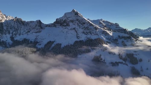 Fronalpstock mountains Glarus Alps peak winter cold snow covered Switzerland