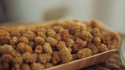 Dried Mulberry on the Table Close Up