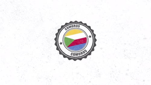 Vintage Style Comoros Flag Stamp Reveal Animation