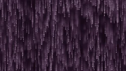 Falling Purple Computer Code Symbols on the Screen