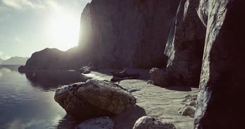 Stunning 3D Animation of Rocky Coastline and Ocean at Sunrise