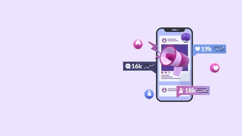 Animated Mobile App Showing Social Media Marketing Engagement