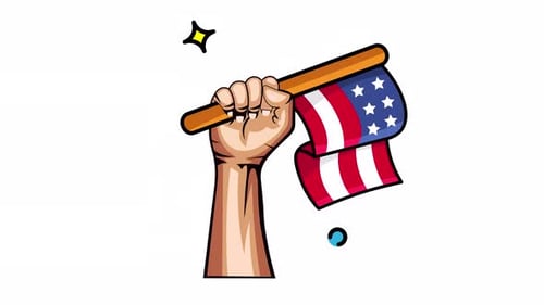 Animated Patriotic Fist Holding Waving American Flag
