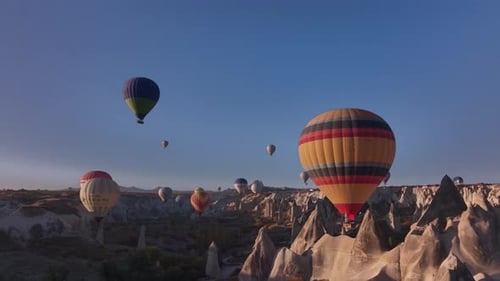 Sightseeing Balloons Floating In The Valley, Cappadocia