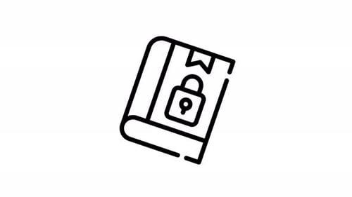 Minimalist Animated Book and Padlock Security Icon