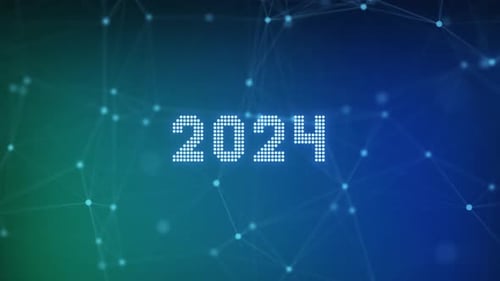 Futuristic 2024 Digital Text Reveal on Plexus Background