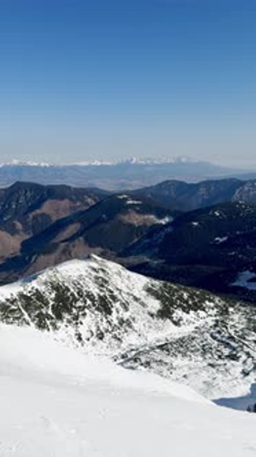 Ski Resort Horizon View of Snowcapped Mountains and Backcountry on a Sunny Day Mountain Valley