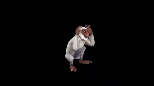Stylized 3D Monkey Character Animation Looking Scared