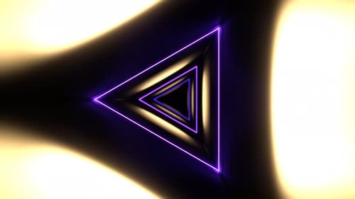 Yellow And Purple Mystical Flashing Triangle Corridor Background Vj Loop In 4K