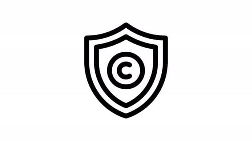 Animated Minimalist Outline Copyright Shield Icon