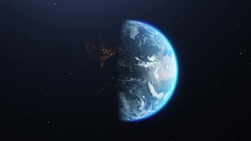 Stunning Rotating Earth Day and Night Animation with City Lights