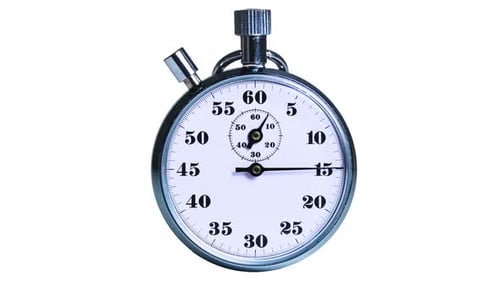 Stopwatch Second Hand Counting Up on White Background