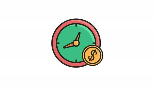 Animated Time is Money Icon Looping and Alpha
