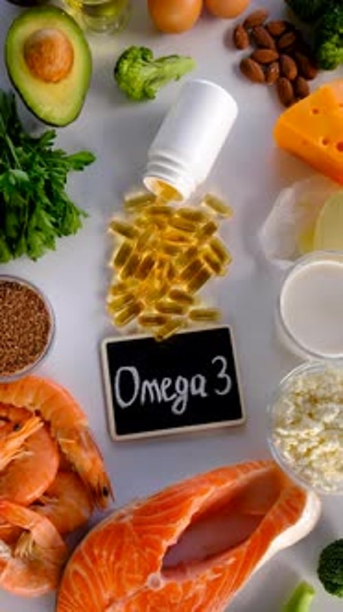 Foods Containing Vitamin D and Omega 3 Selective Focus Food
