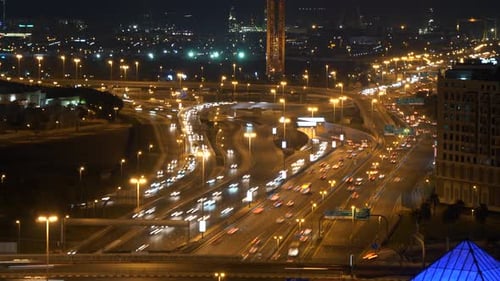 Cars Driving on Busy Hectic Urban City Road at Rush Hour Traffic