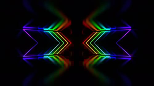 Corridor With Multicolor Neon Arrows Background Vj Loop In 4K