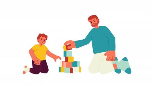 Padre hijo jugando dibujos animados